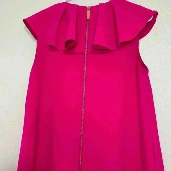 294.TED BAKER Ruffle Neckline Shift hot pink Dress size 1 - Picture 10 of 11
